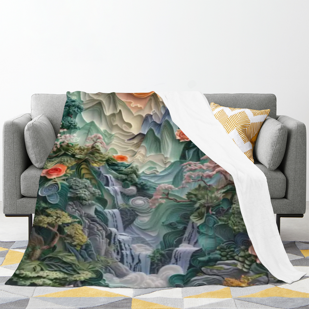 Earthy Neutral Celestial Fable Soft Flannel Blanket ¨C Contemporary Pattern