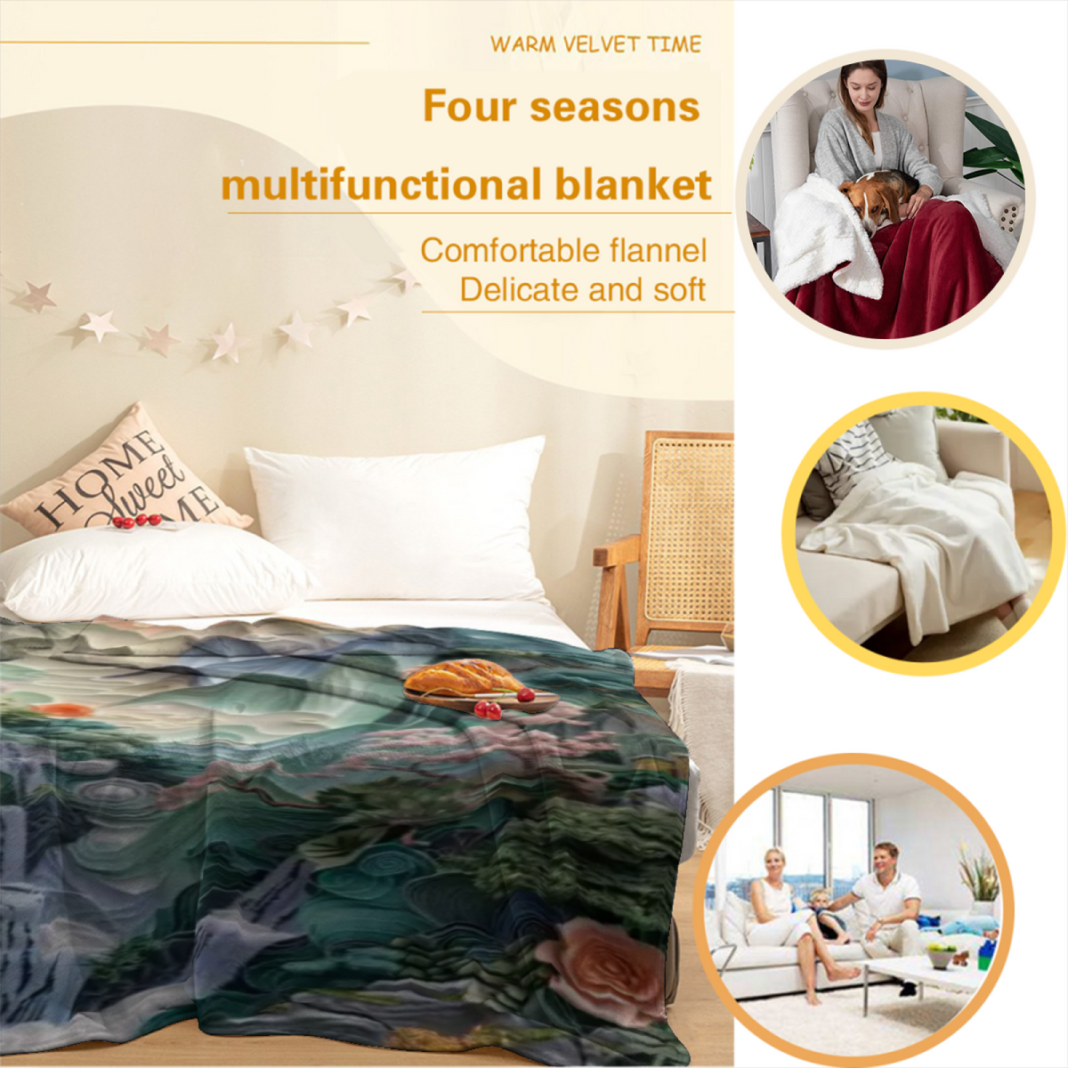 Earthy Neutral Celestial Fable Soft Flannel Blanket ¨C Contemporary Pattern