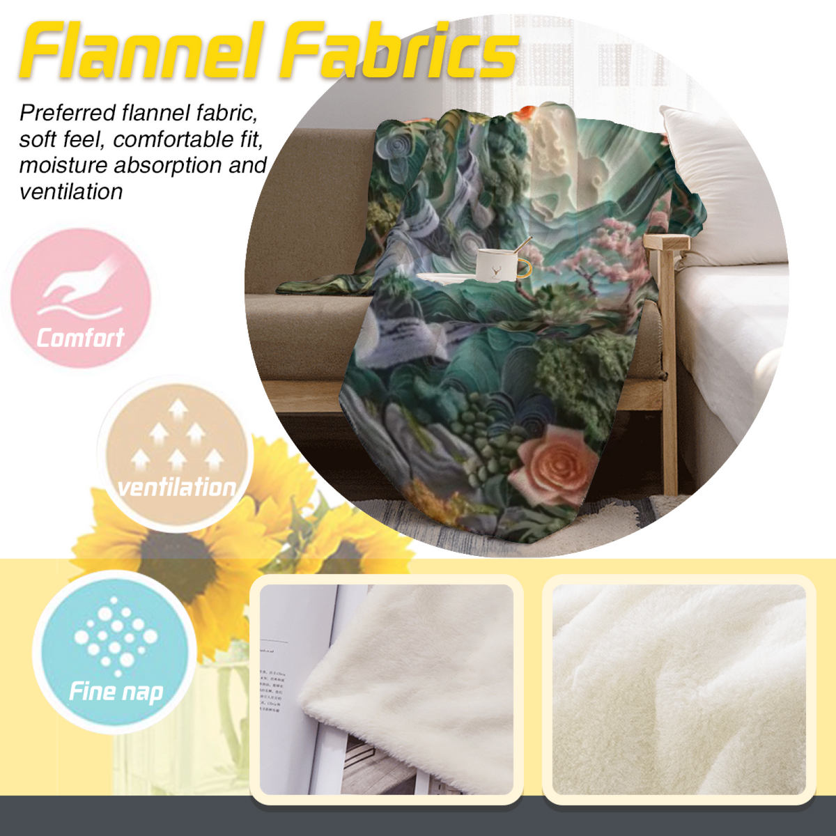 Earthy Neutral Celestial Fable Soft Flannel Blanket ¨C Contemporary Pattern