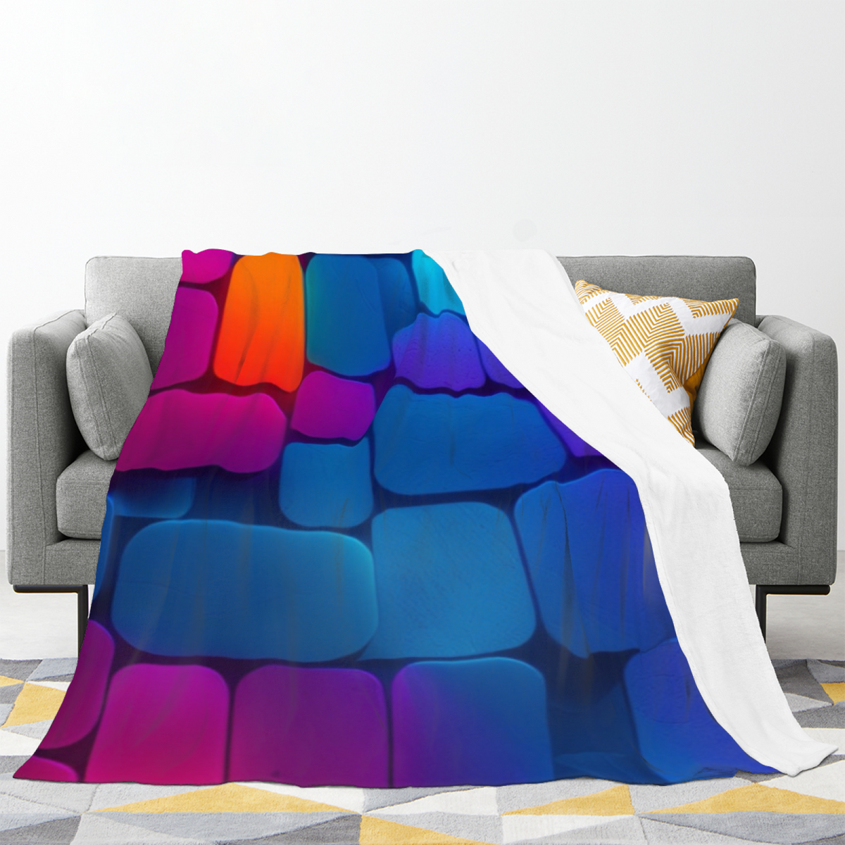 Watercolor Jubilee Inspired Flannel Sofa Throw ¨C Earthy Neutral Palette