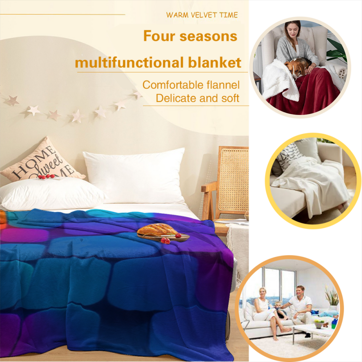 Watercolor Jubilee Inspired Flannel Sofa Throw ¨C Earthy Neutral Palette
