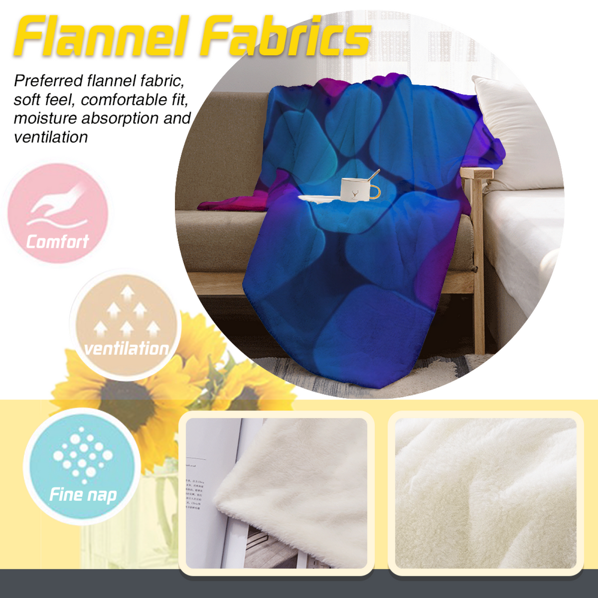 Watercolor Jubilee Inspired Flannel Sofa Throw ¨C Earthy Neutral Palette