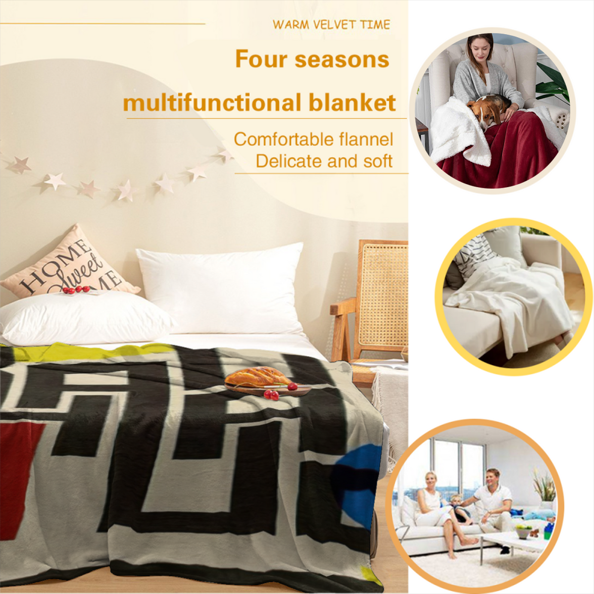 Soft Minimalist Plush Flannel Throw ¨C Festival Vista Collection