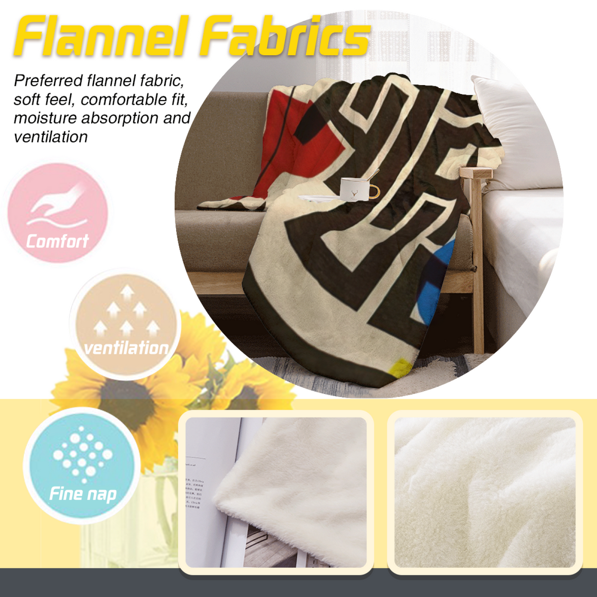 Soft Minimalist Plush Flannel Throw ¨C Festival Vista Collection