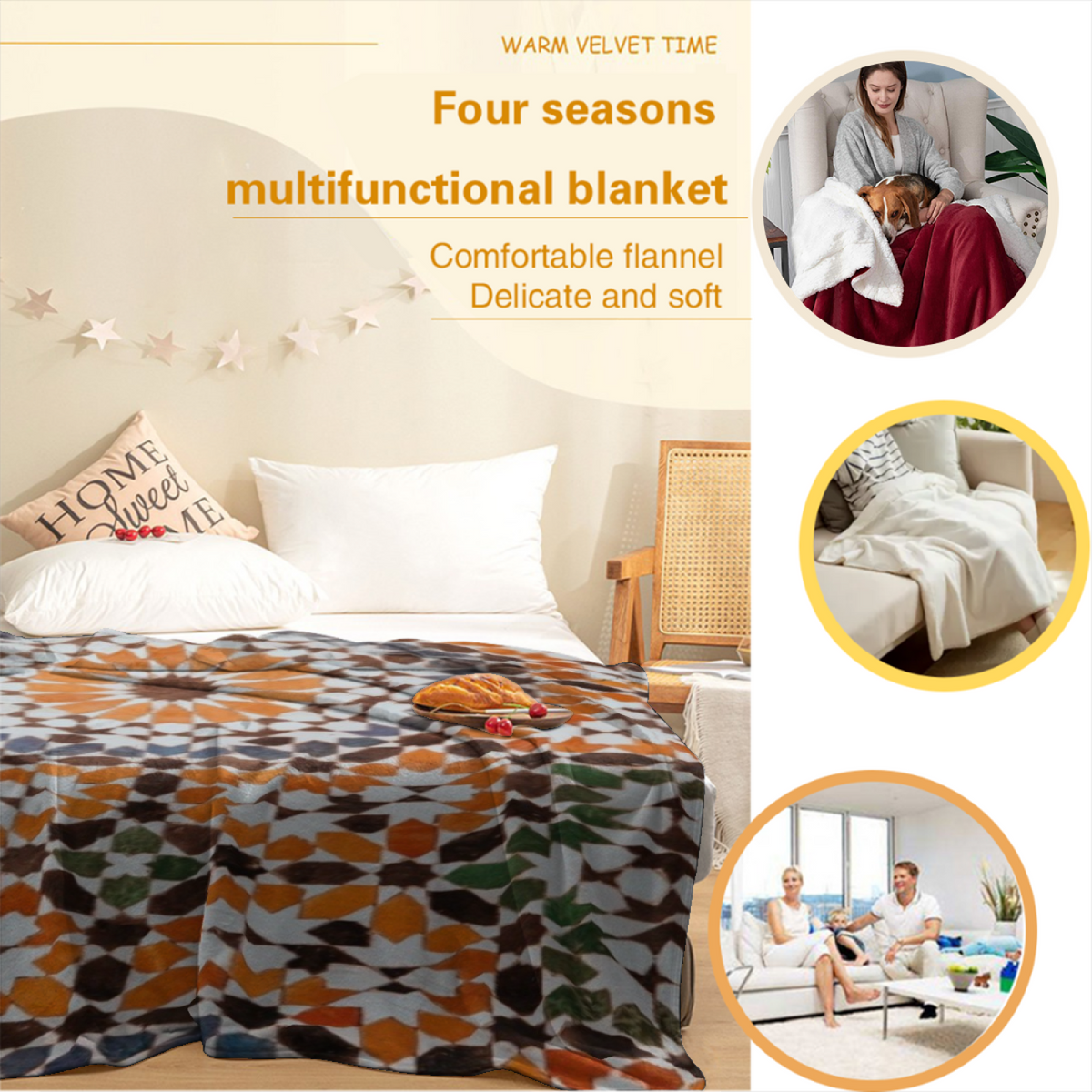 Orchid Drift Earthy Multicolor Modern Soft Flannel Blanket