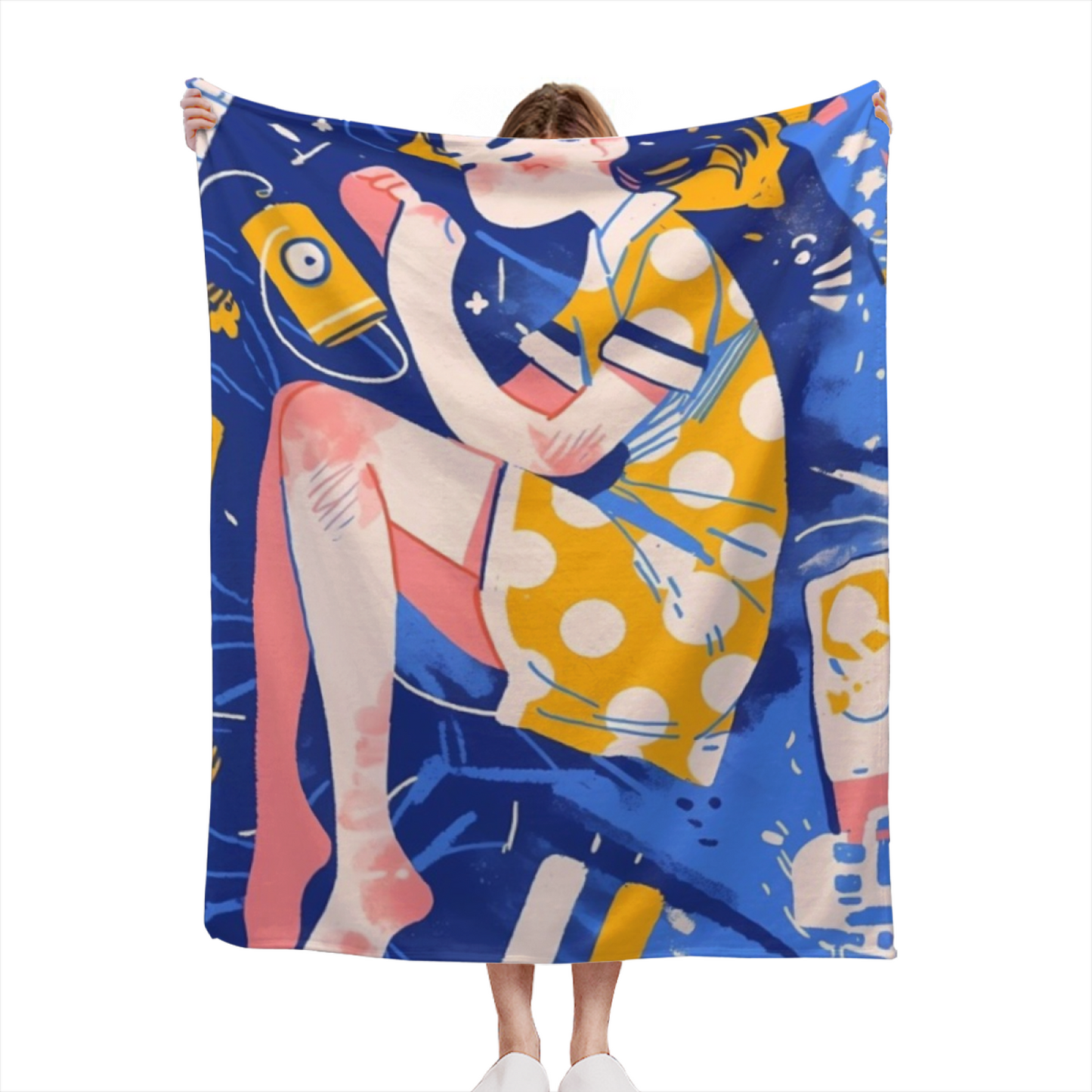 Artistic Graphic Throw Blanket ¨C Contemporary Colorful Printed Cozy Blanket