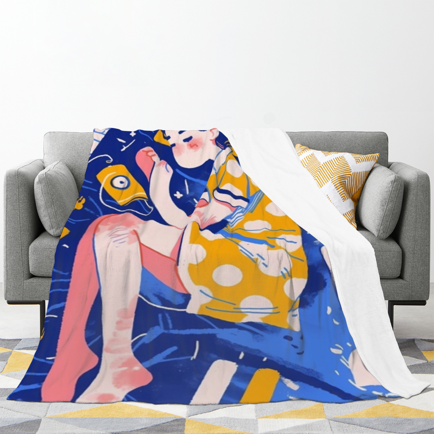Artistic Graphic Throw Blanket ¨C Contemporary Colorful Printed Cozy Blanket