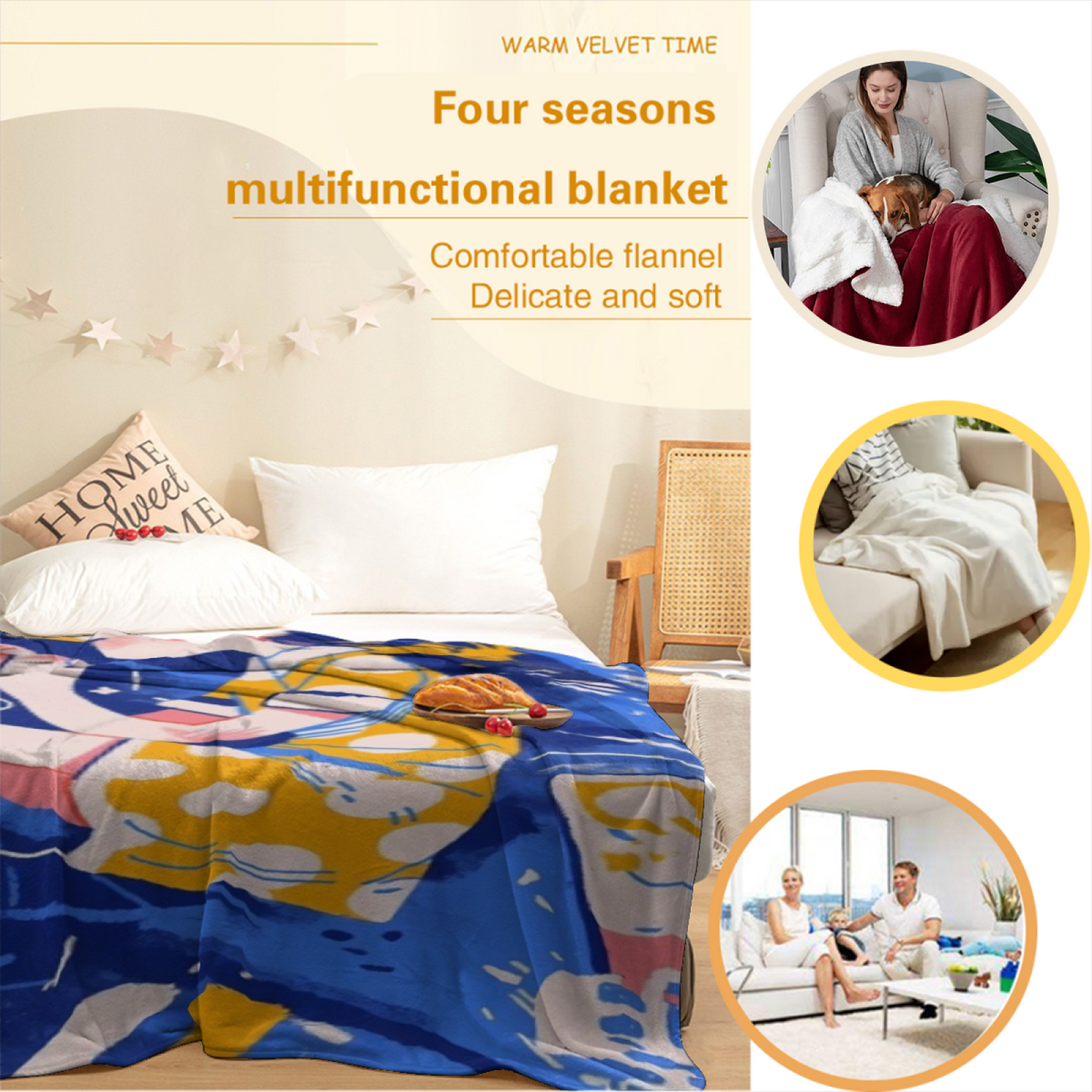 Artistic Graphic Throw Blanket ¨C Contemporary Colorful Printed Cozy Blanket