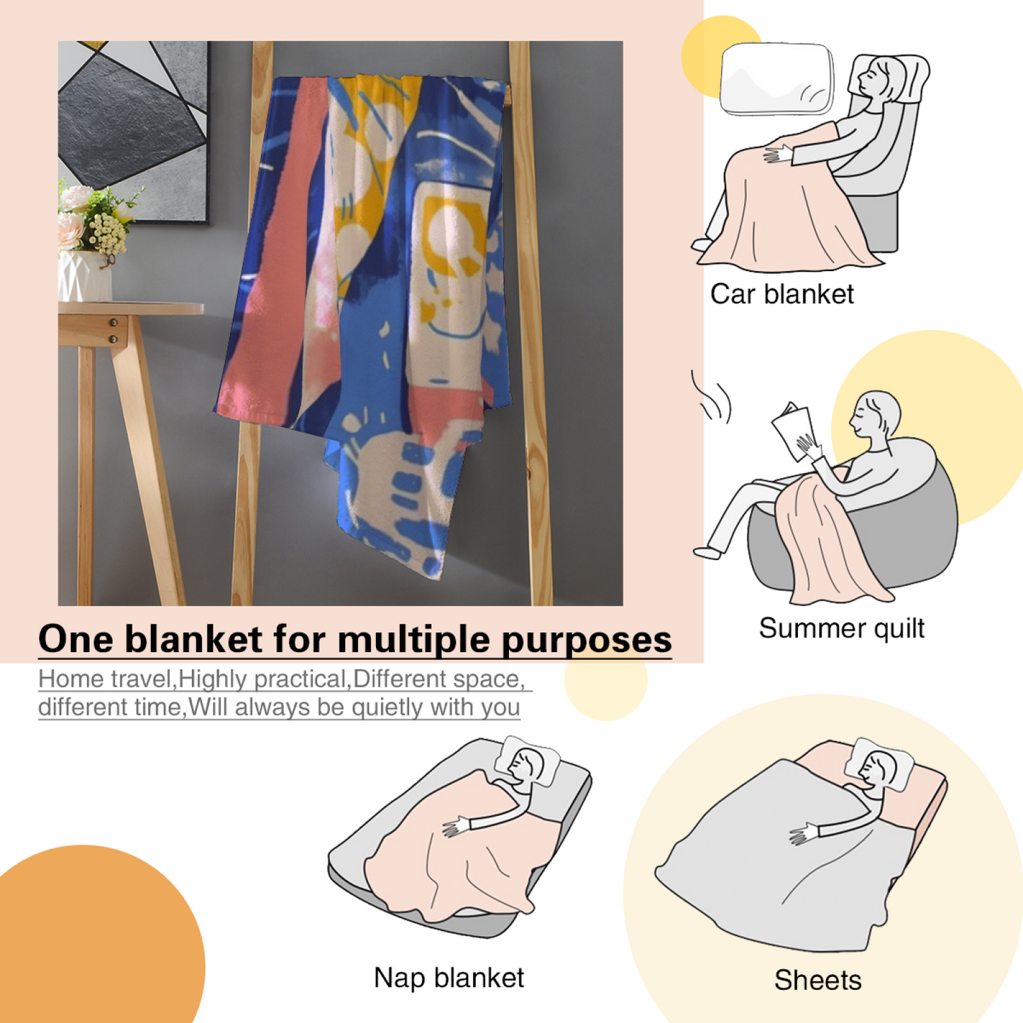 Artistic Graphic Throw Blanket ¨C Contemporary Colorful Printed Cozy Blanket