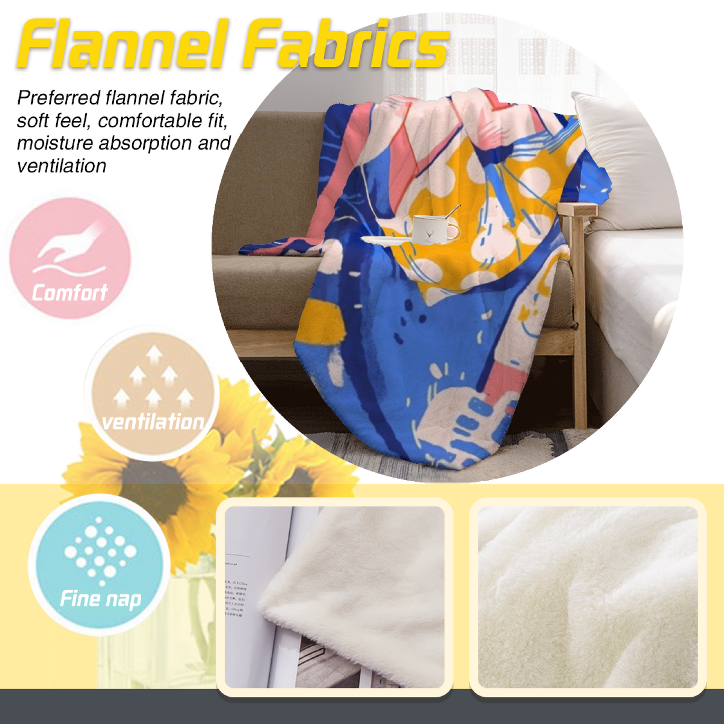 Artistic Graphic Throw Blanket ¨C Contemporary Colorful Printed Cozy Blanket