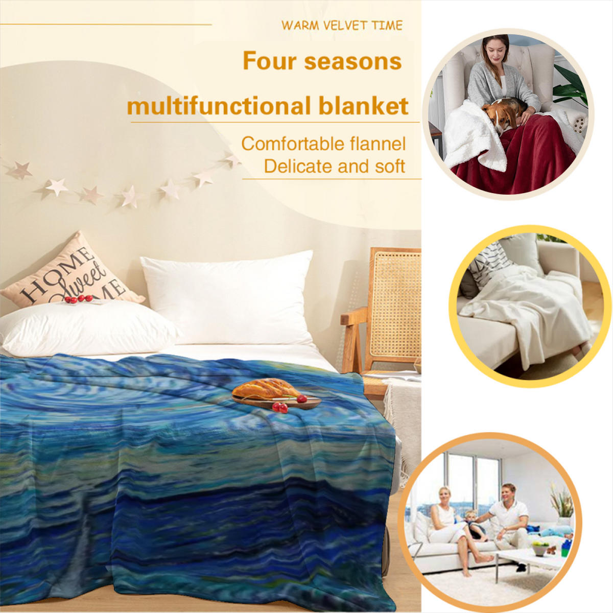 Coastal Cove Muted Sage Art Flannel Throw Blanket