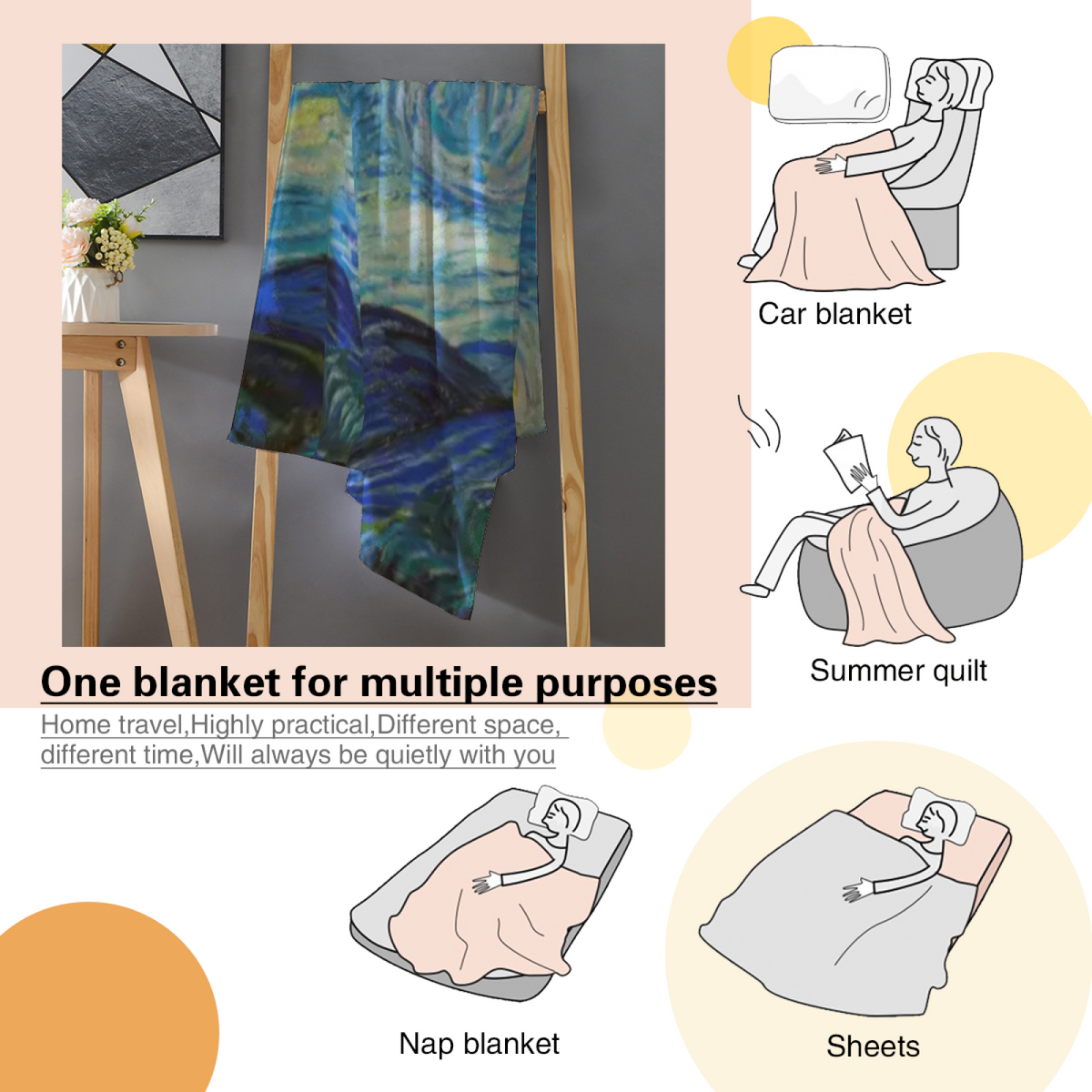 Coastal Cove Muted Sage Art Flannel Throw Blanket