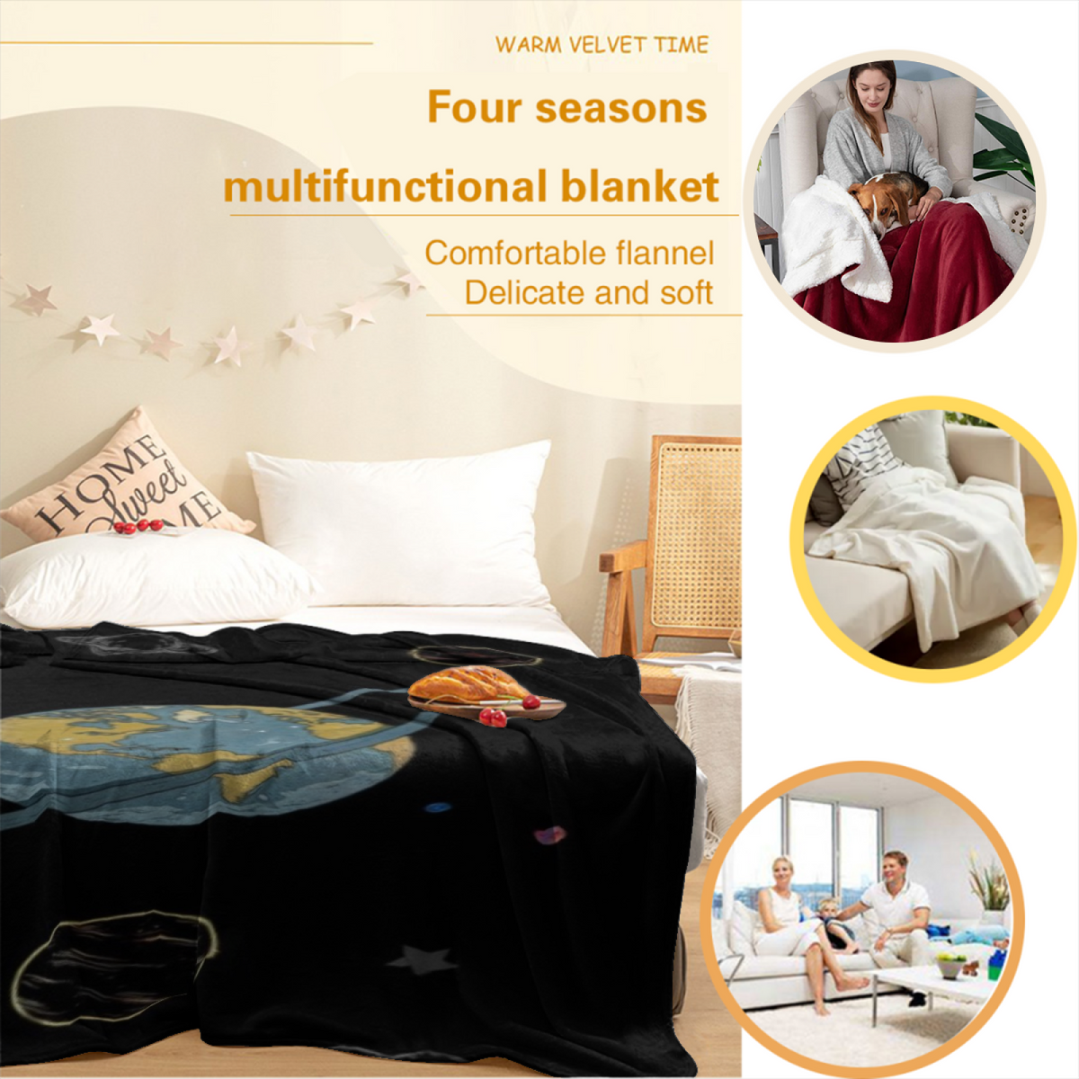 Soft Minimalist All-Season Flannel Blanket ¨C Tangerine Petal Collection