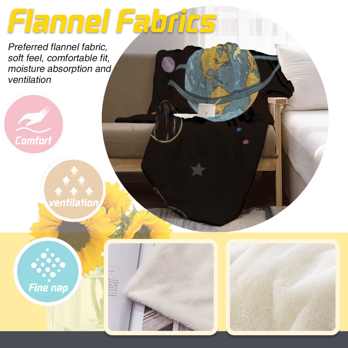 Soft Minimalist All-Season Flannel Blanket ¨C Tangerine Petal Collection