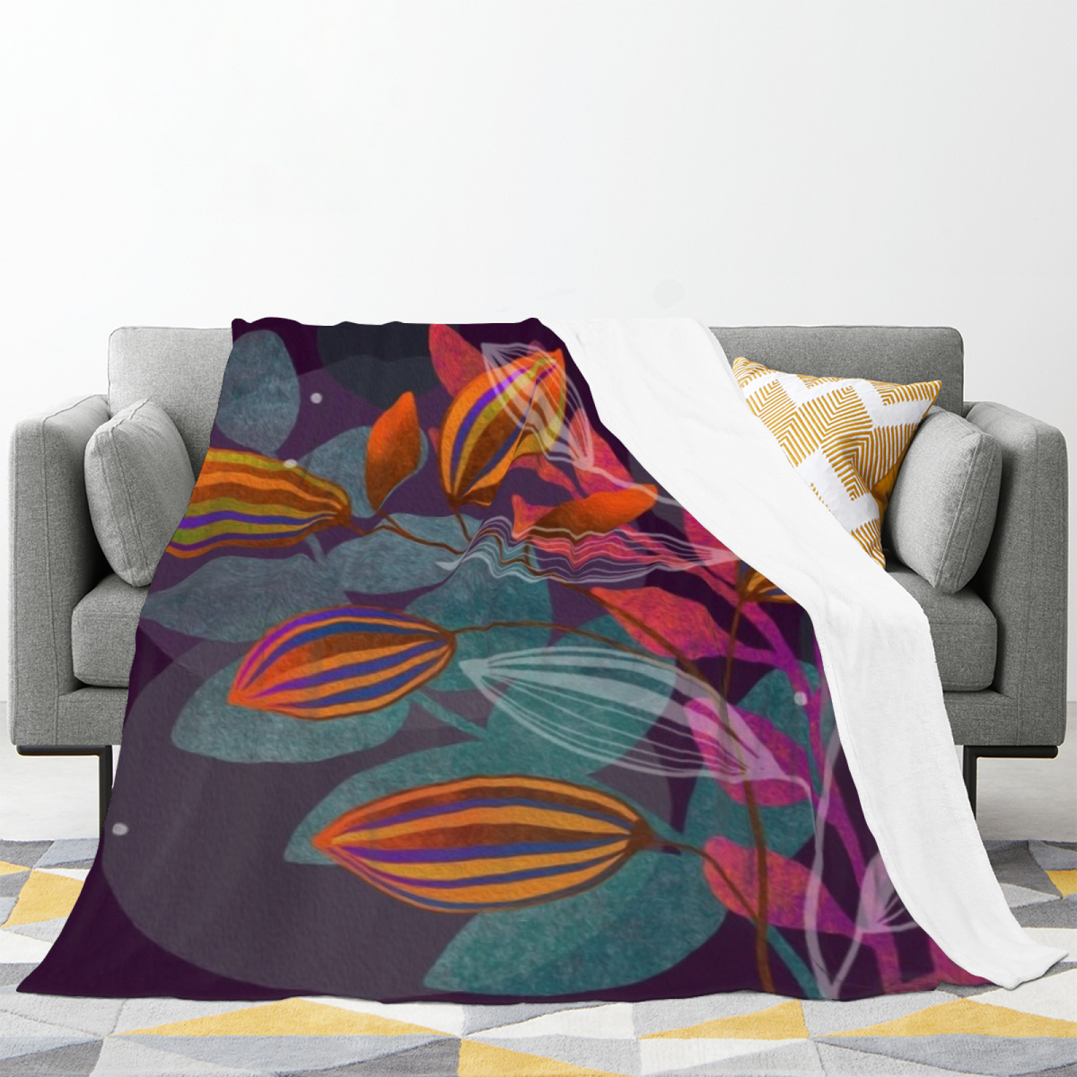 Oceanic Treasure Lightweight Flannel Throw in Soft Neutral