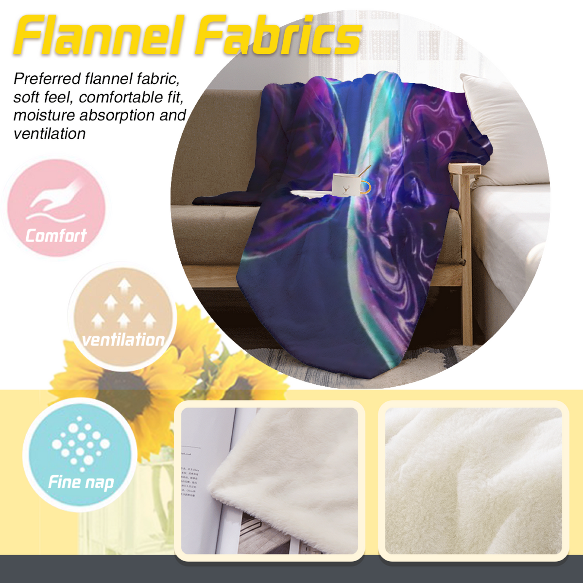 Decorative Flannel Blanket with Lagoon Valley Cozy Cottage Artwork