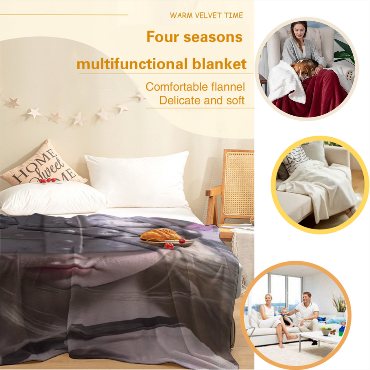 Decorative Flannel Blanket with Cosmic Prism Cozy Cottage Artwork
