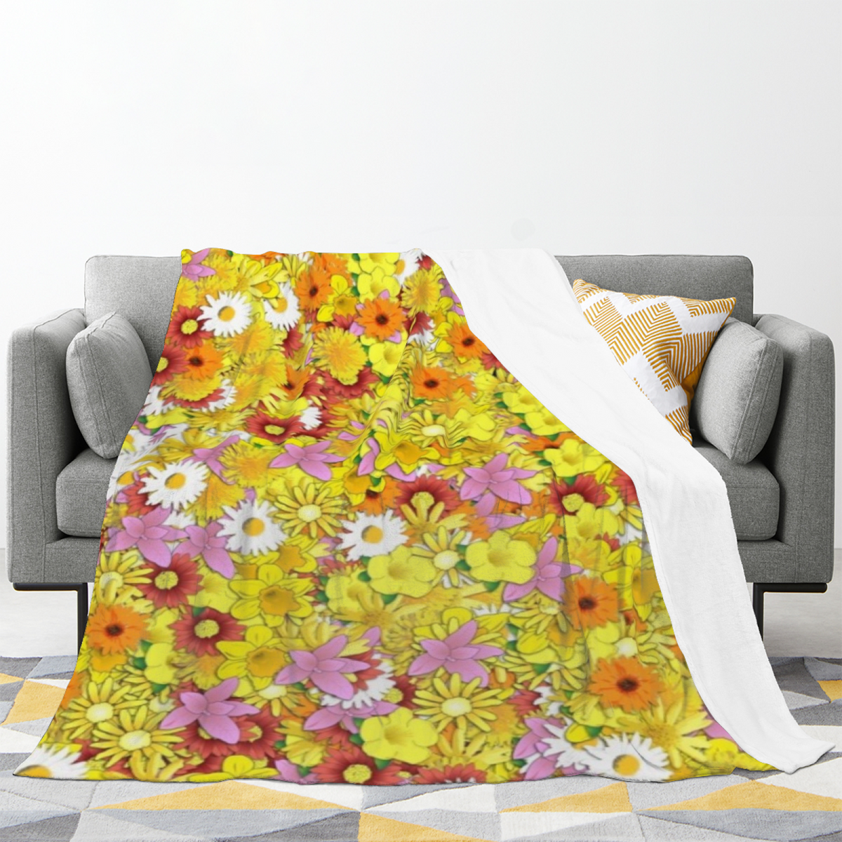 Decorative Flannel Blanket with Alpine Carnival Cozy Cottage Artwork