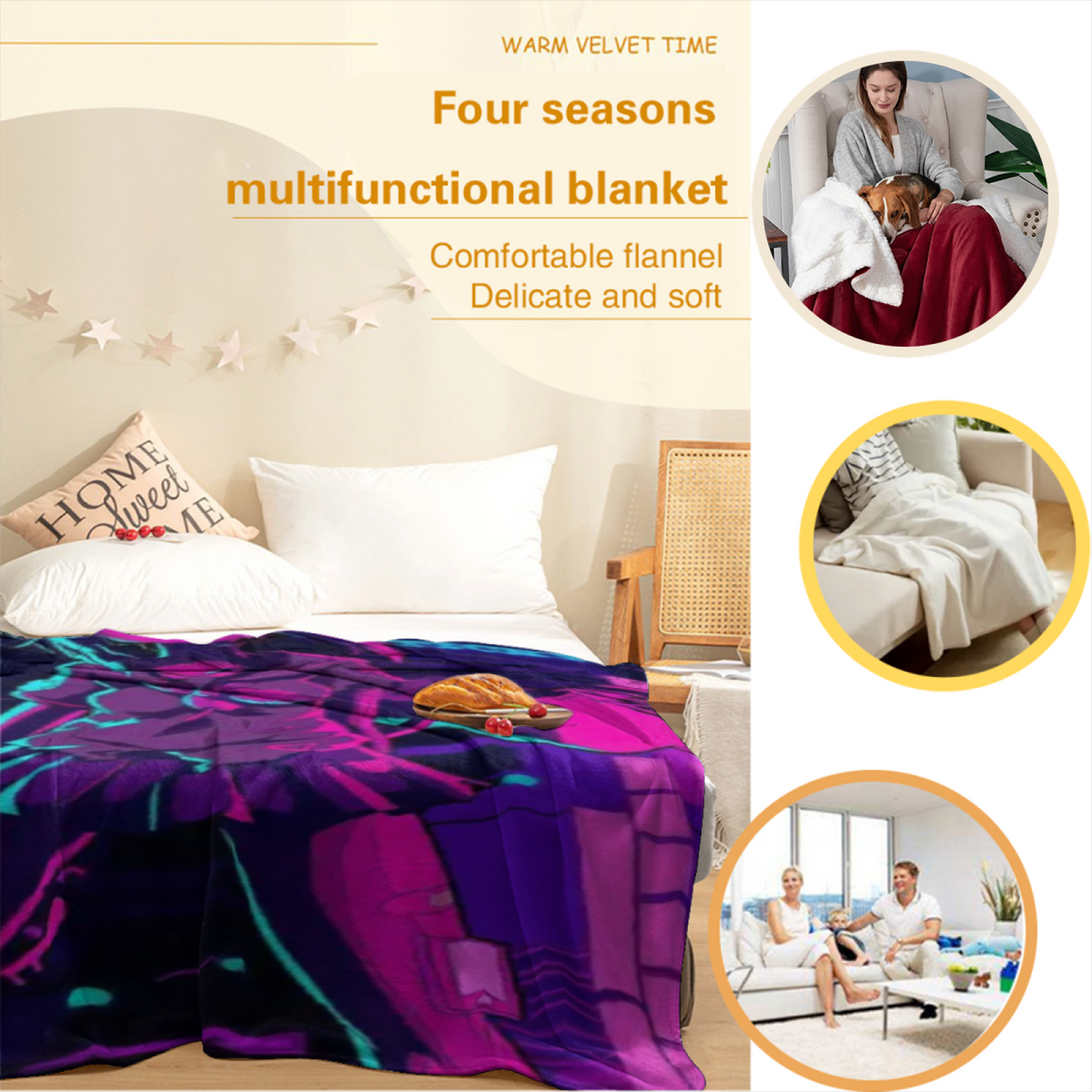 Soft Minimalist All-Season Flannel Blanket ¨C Festival Fern Collection