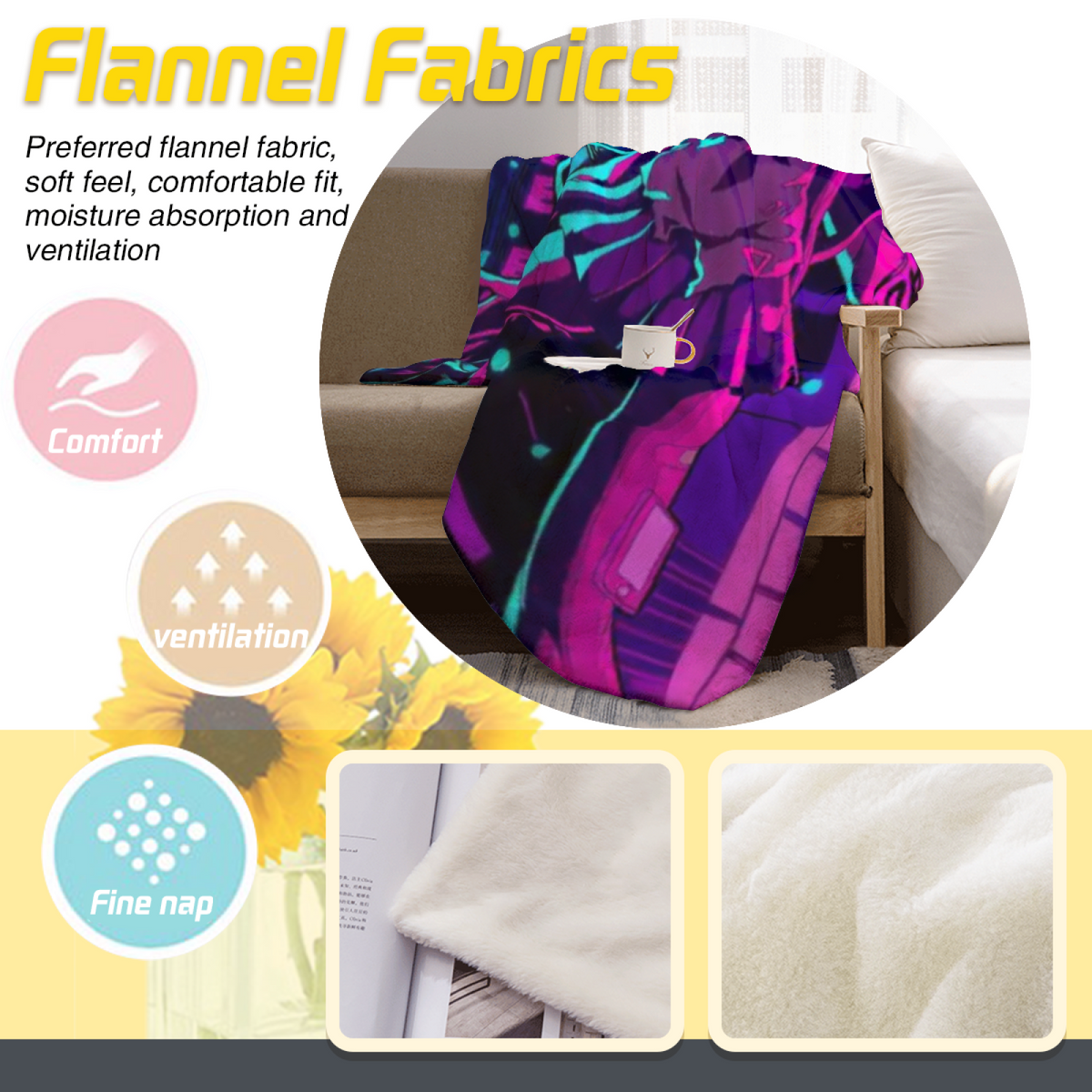 Soft Minimalist All-Season Flannel Blanket ¨C Festival Fern Collection