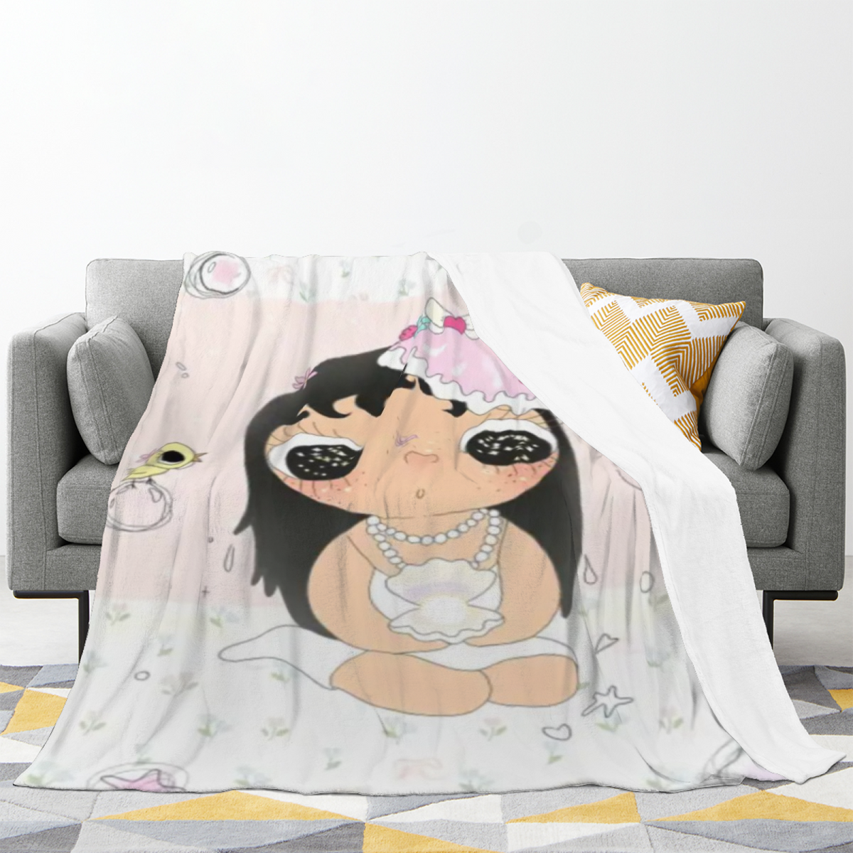 Copper Nectar Pastel Multicolor Modern Art Flannel Throw Blanket