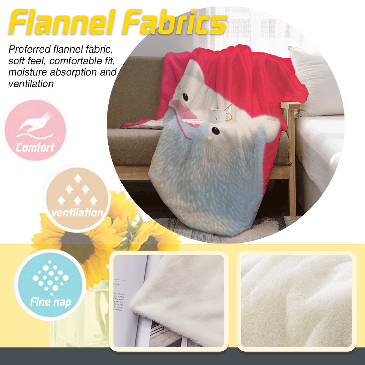 Cute White Bear Flannel Throw Blanket ¨C Pink Background Adorable Animal Design