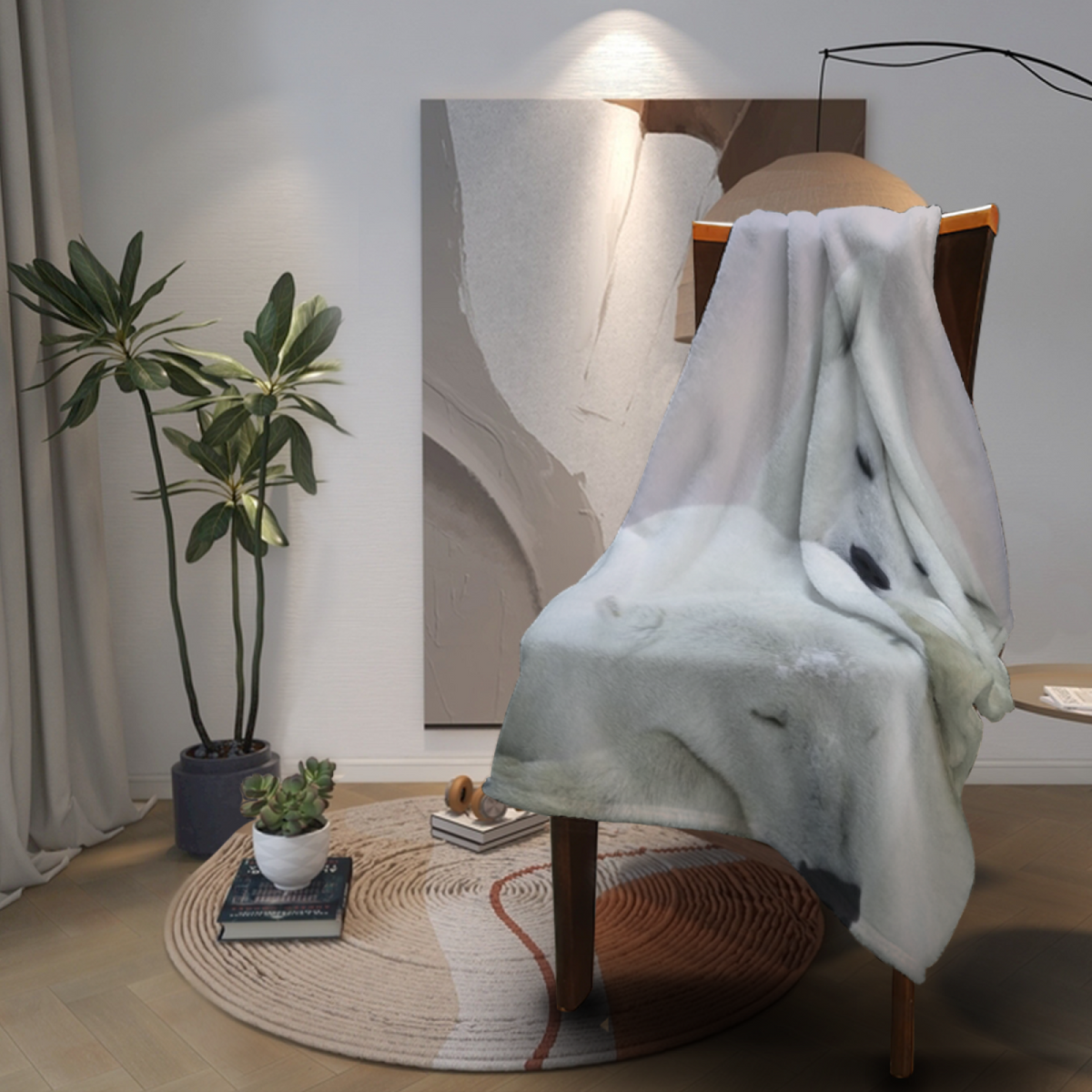 Soft Neutral Moonlit Tapestry Soft Flannel Blanket