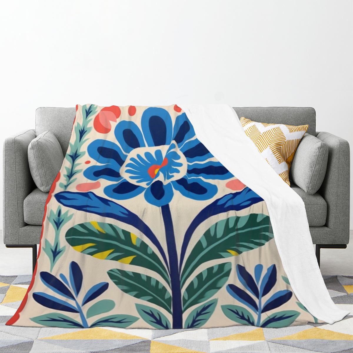 Lagoon & Atlas Playful Graphic Plush Flannel Throw