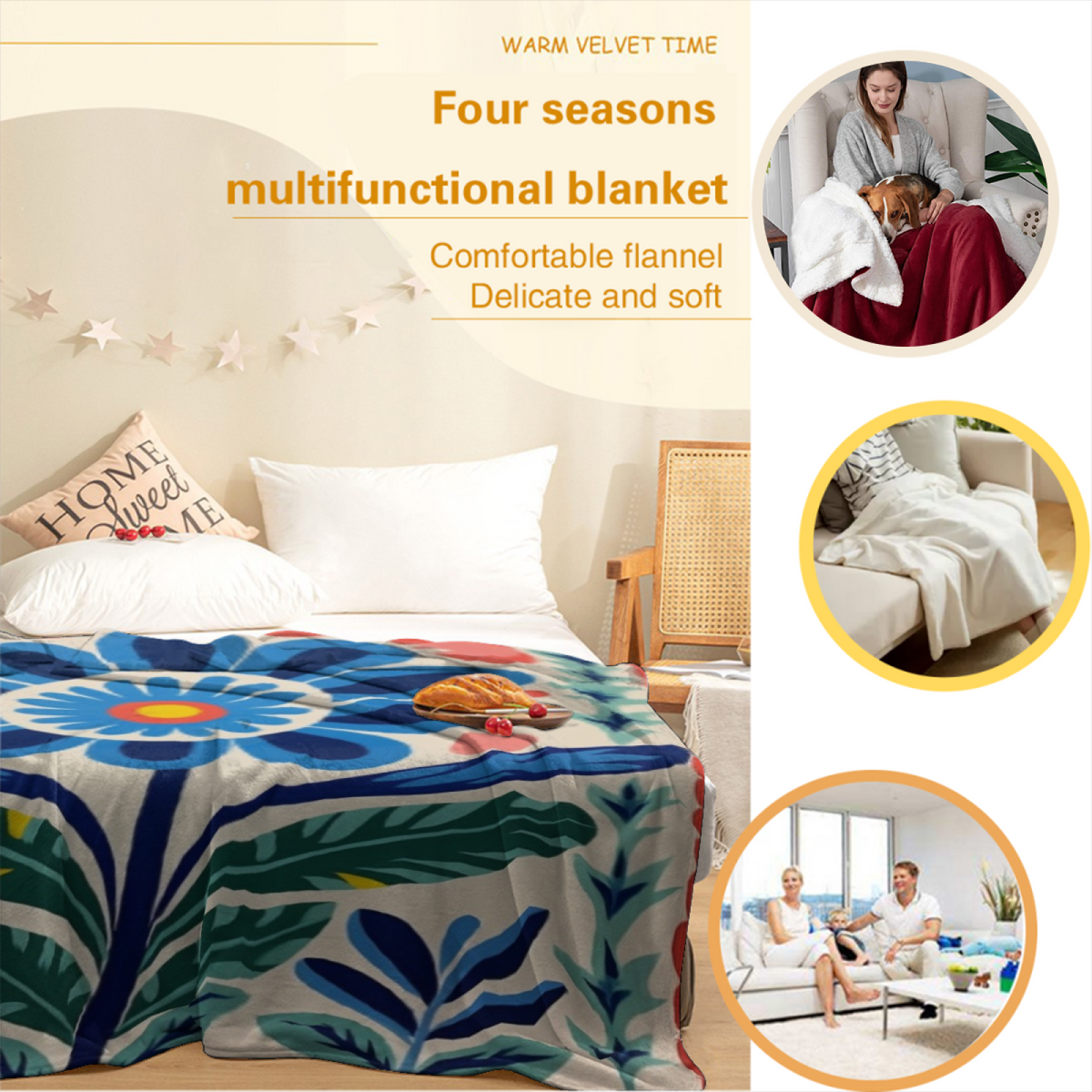 Lagoon & Atlas Playful Graphic Plush Flannel Throw
