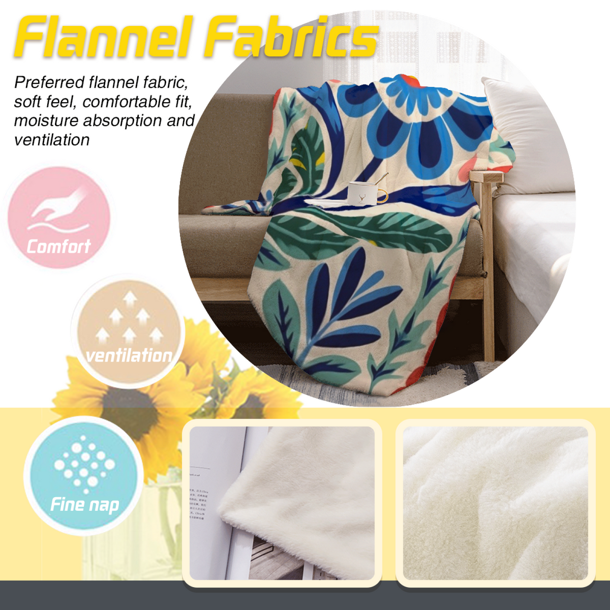 Lagoon & Atlas Playful Graphic Plush Flannel Throw