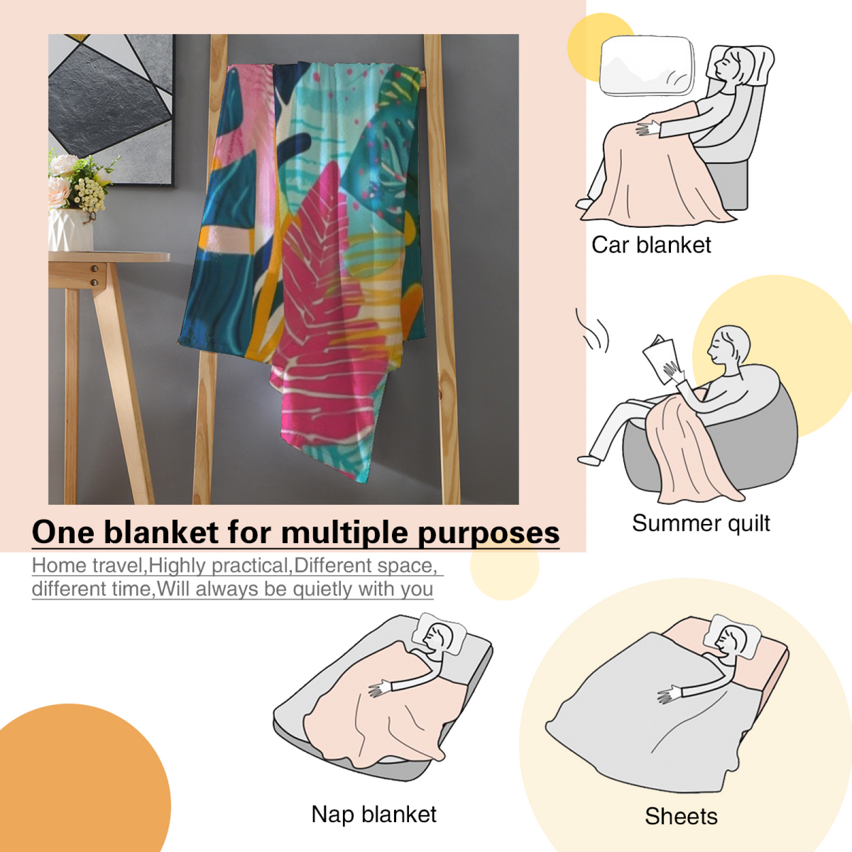 Cozy Soft Neutral Dawn Mosaic Cozy Flannel Bed Blanket