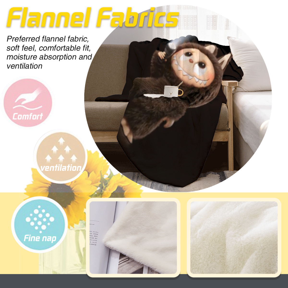 Decorative Flannel Blanket with Gilded Cove Cozy Cottage Artwork