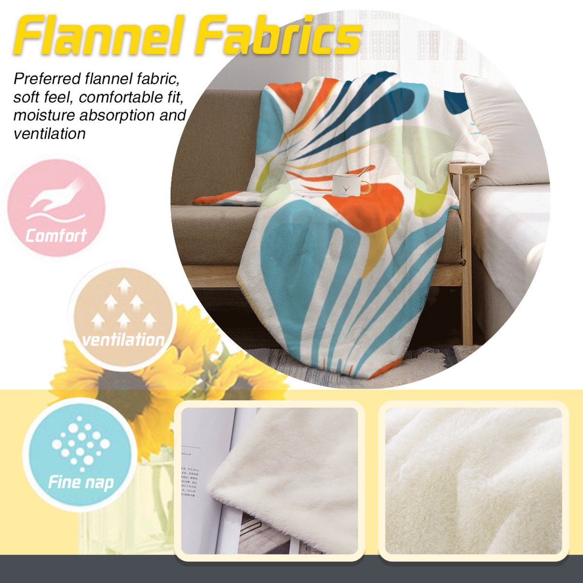Eclectic Design Festival Nectar Soft Neutral Cozy Flannel Bed Blanket