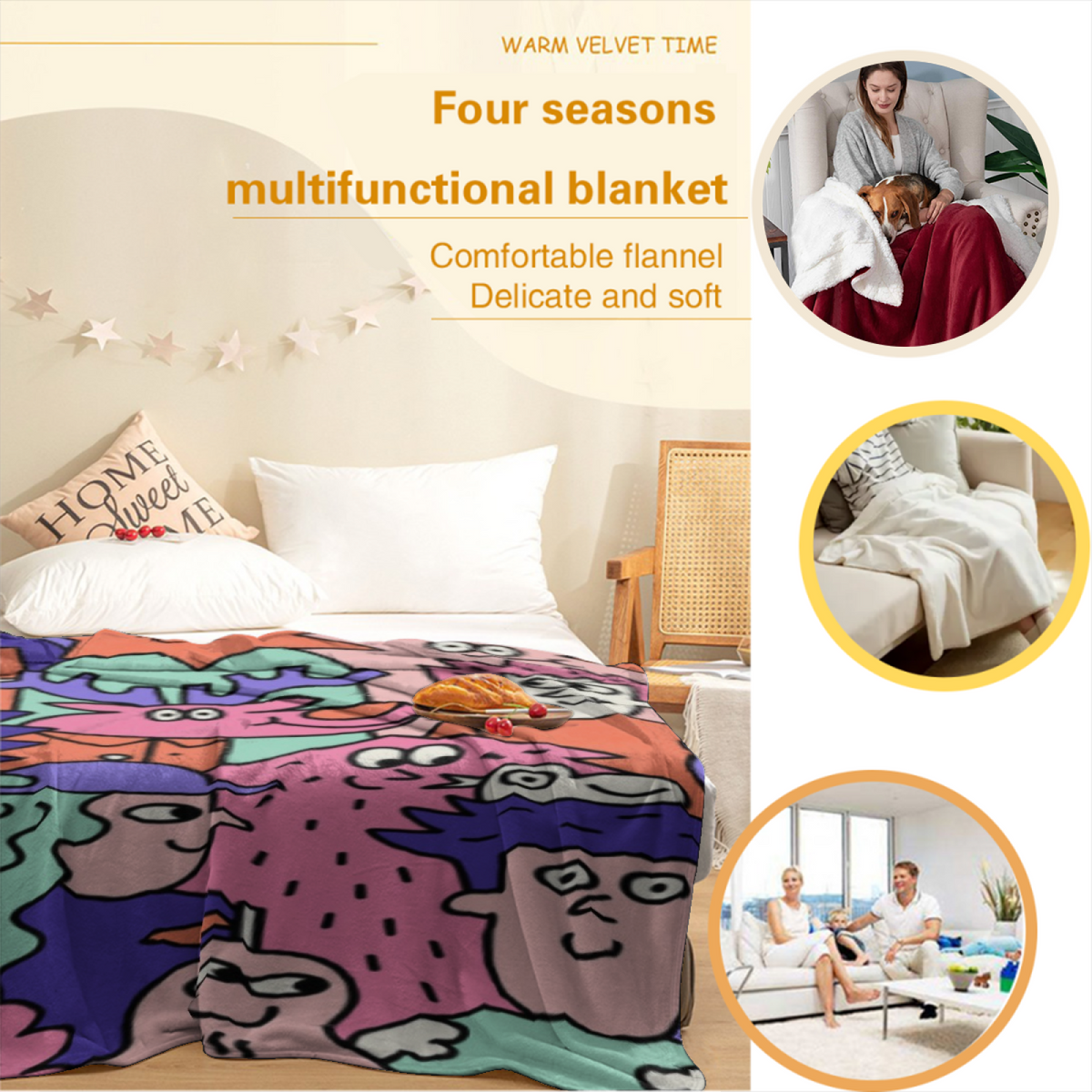 Aurora Prism Soft Flannel Blanket in Rich Multicolor
