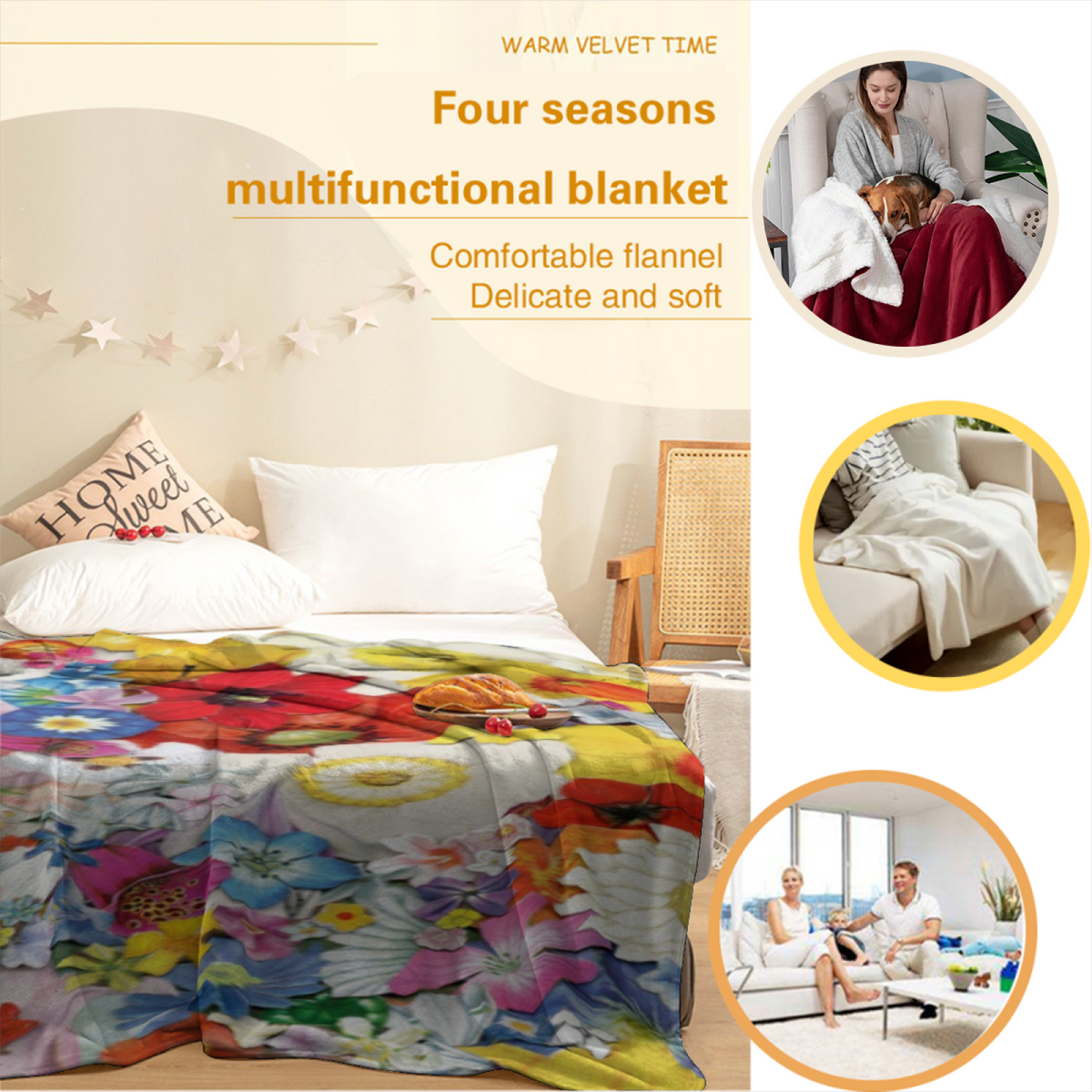 Electric & Rhapsody Playful Graphic All-Season Flannel Blanket