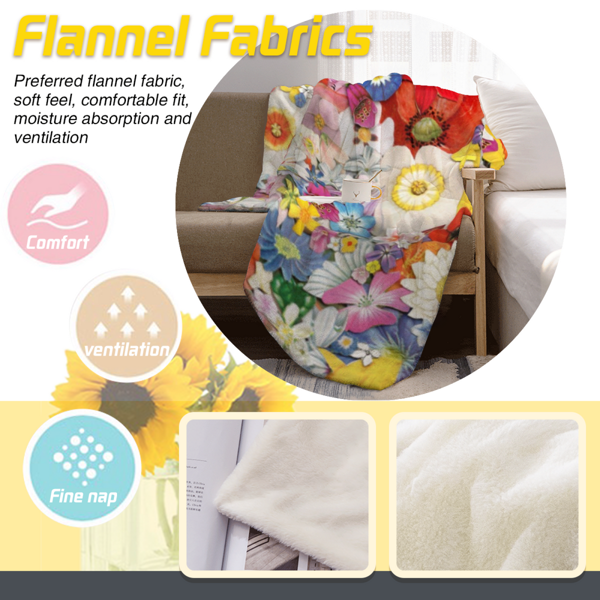 Electric & Rhapsody Playful Graphic All-Season Flannel Blanket