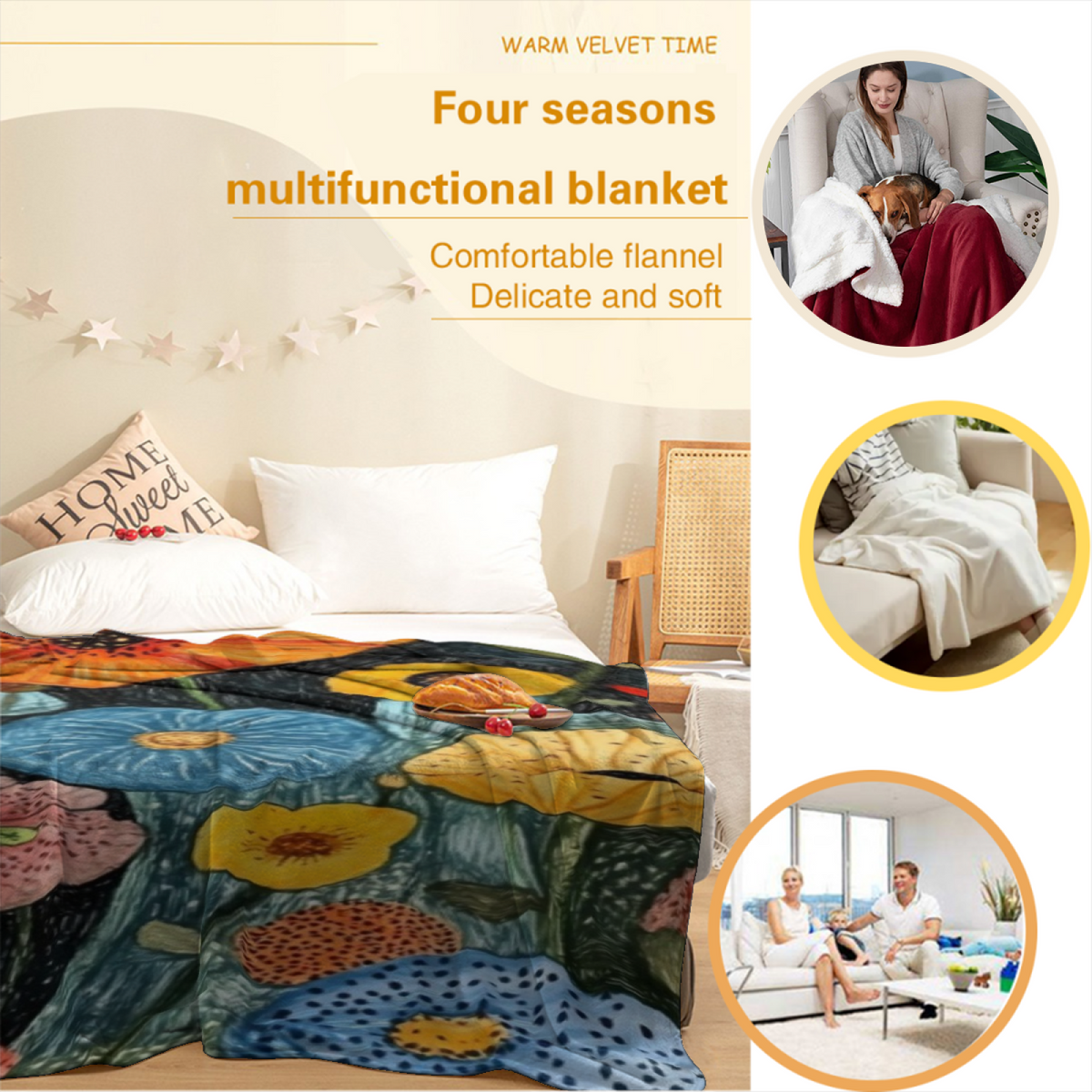 Orchid Muse Soft Neutral Art Decorative Flannel Blanket