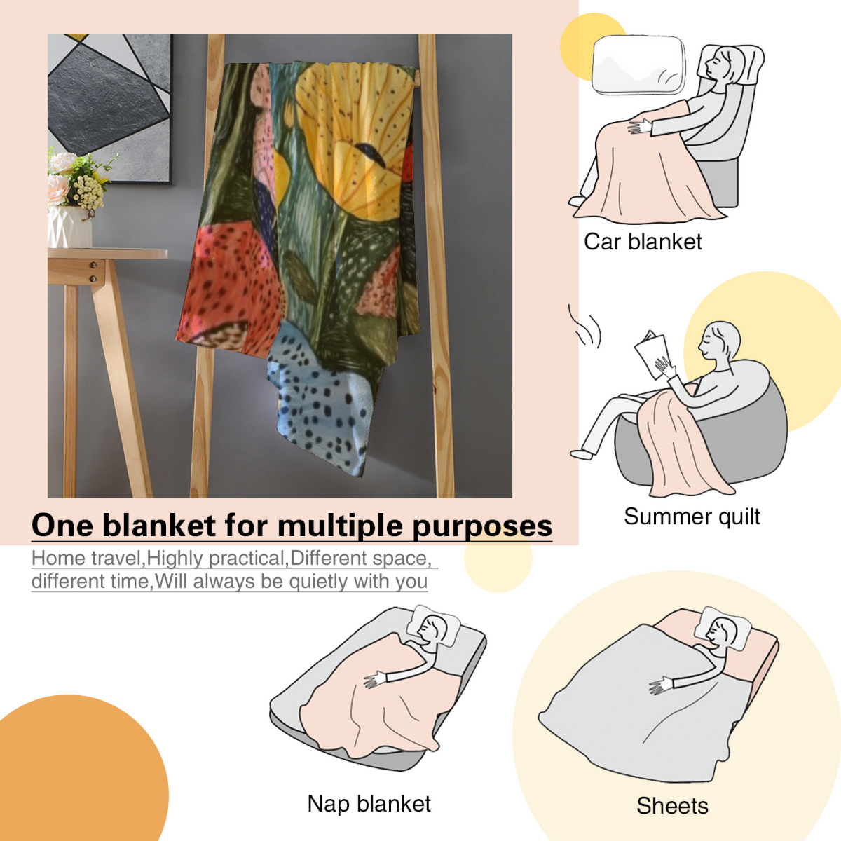 Orchid Muse Soft Neutral Art Decorative Flannel Blanket