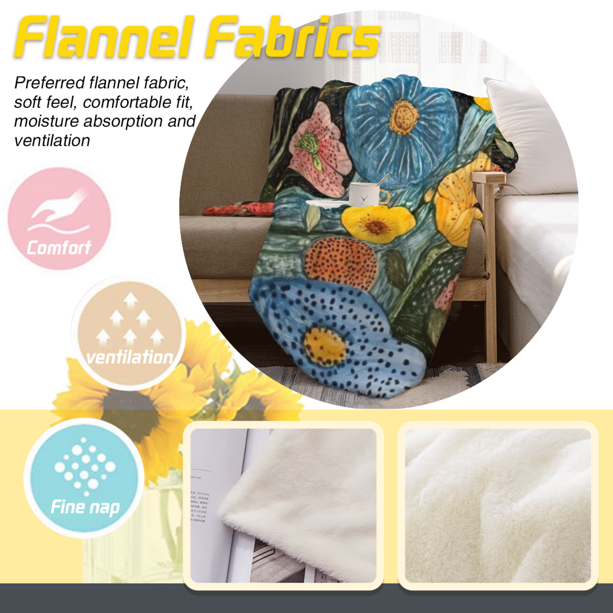 Orchid Muse Soft Neutral Art Decorative Flannel Blanket