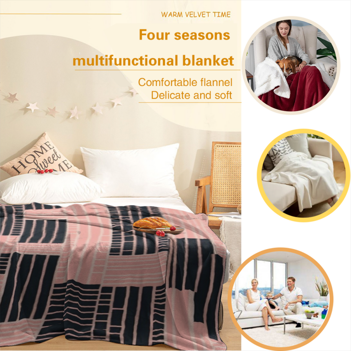 Alpine Tapestry Home Accent Soft Flannel Blanket ¨C Warm Coral