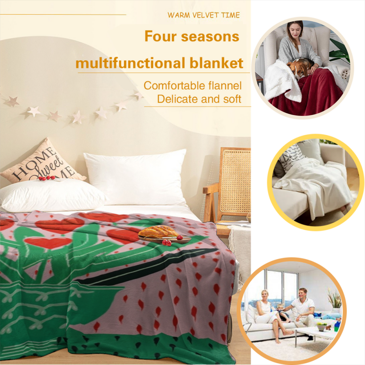 Soft Neutral Whimsical Decor All-Season Flannel Blanket ¨C Moonbeam Sanctuary Edition