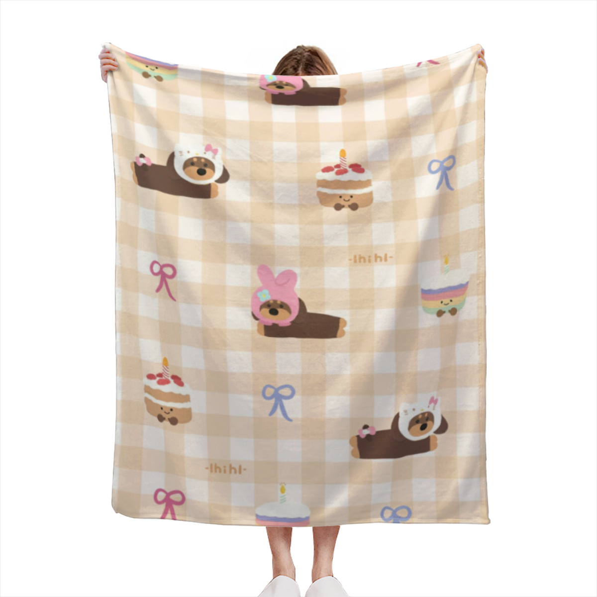 Evergreen & Nectar Playful Graphic Plush Flannel Throw