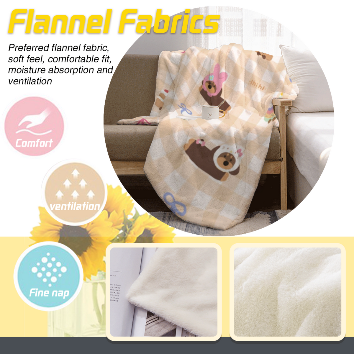 Evergreen & Nectar Playful Graphic Plush Flannel Throw