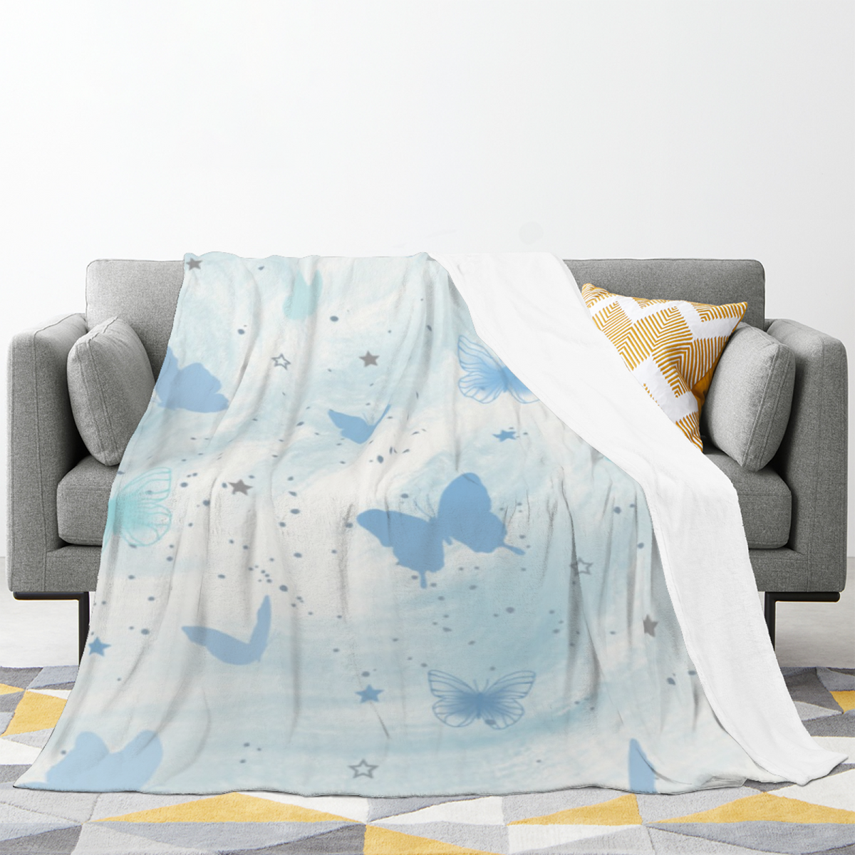 Eclectic Design Marigold Daydream Creamy Ivory Flannel Sofa Throw