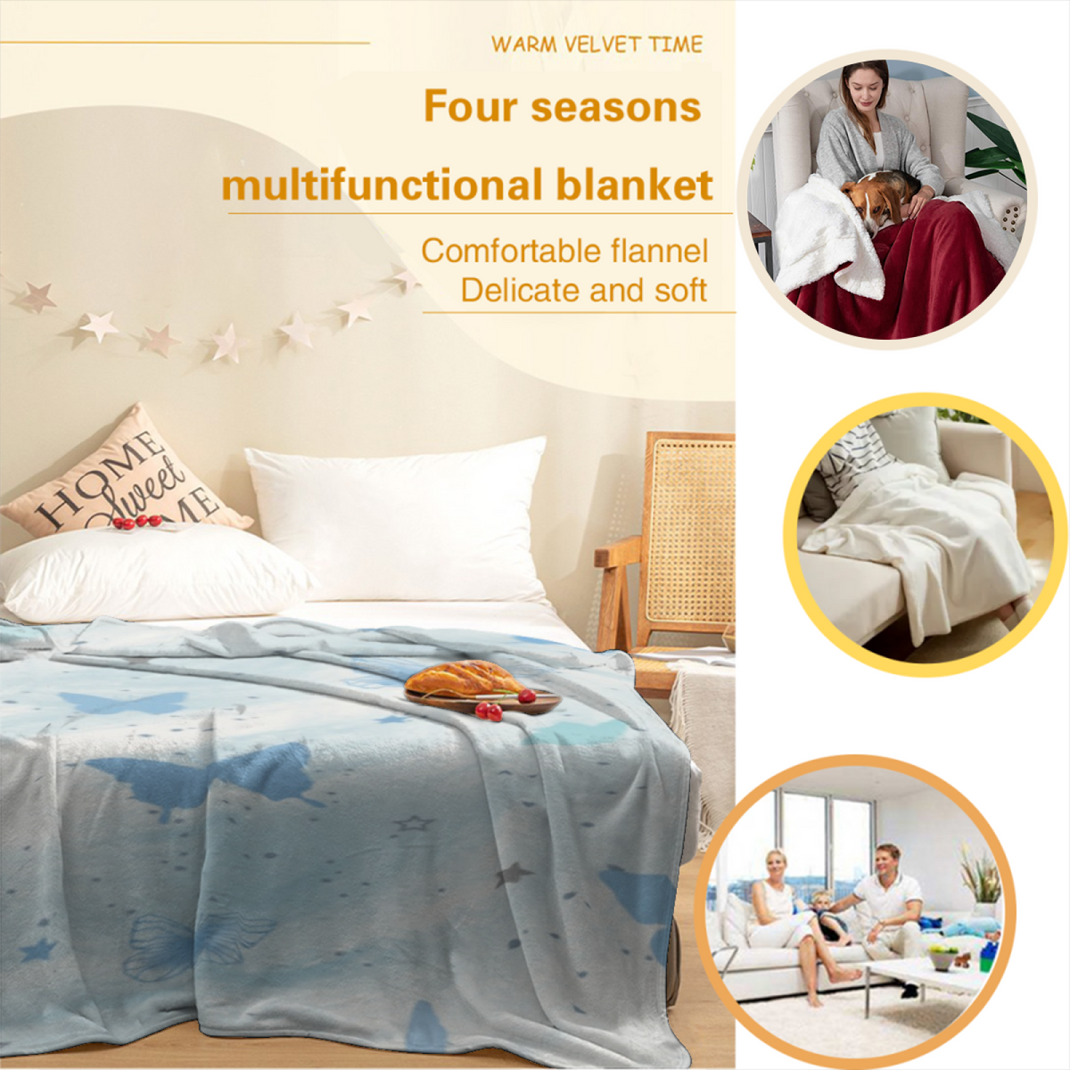 Eclectic Design Marigold Daydream Creamy Ivory Flannel Sofa Throw