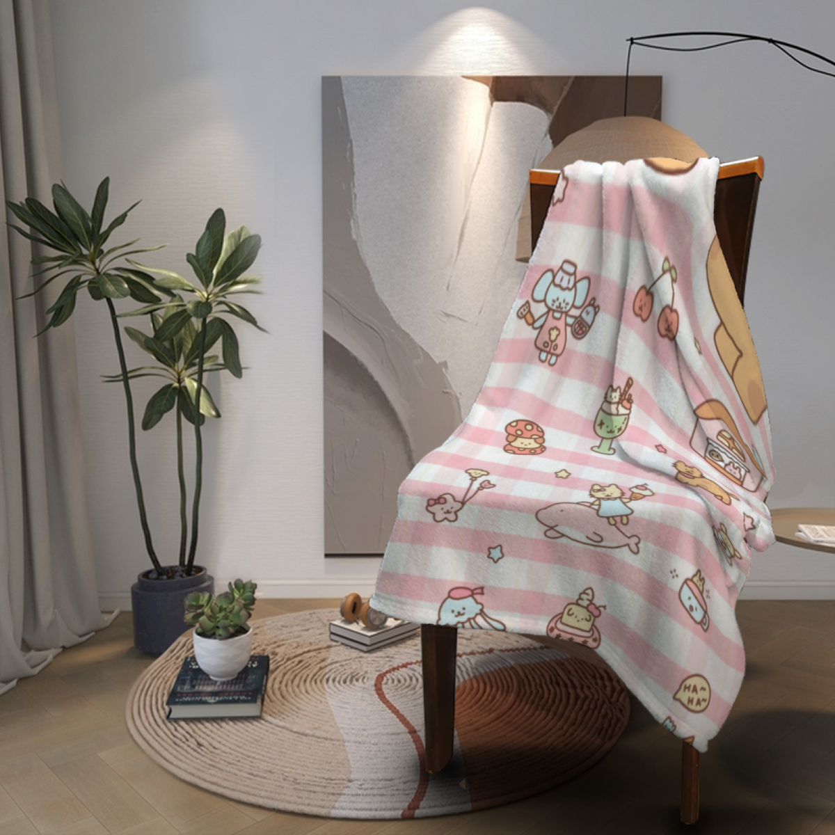 Retro Ivory Silver Charm Flannel Throw Blanket