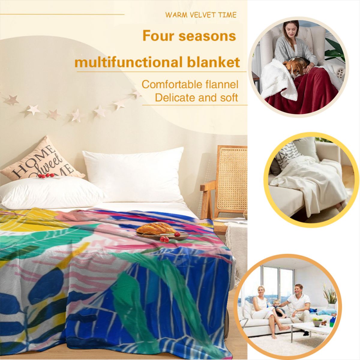 Velvet Meadow Soft Neutral Art Soft Flannel Blanket