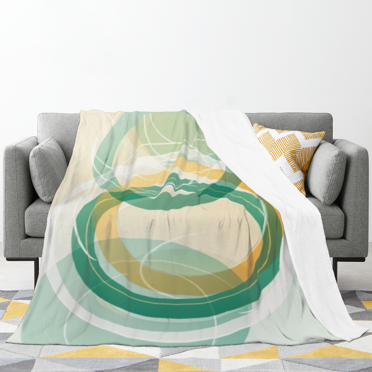 Moonlit Echo Soft Neutral Bohemian Lightweight Flannel Throw