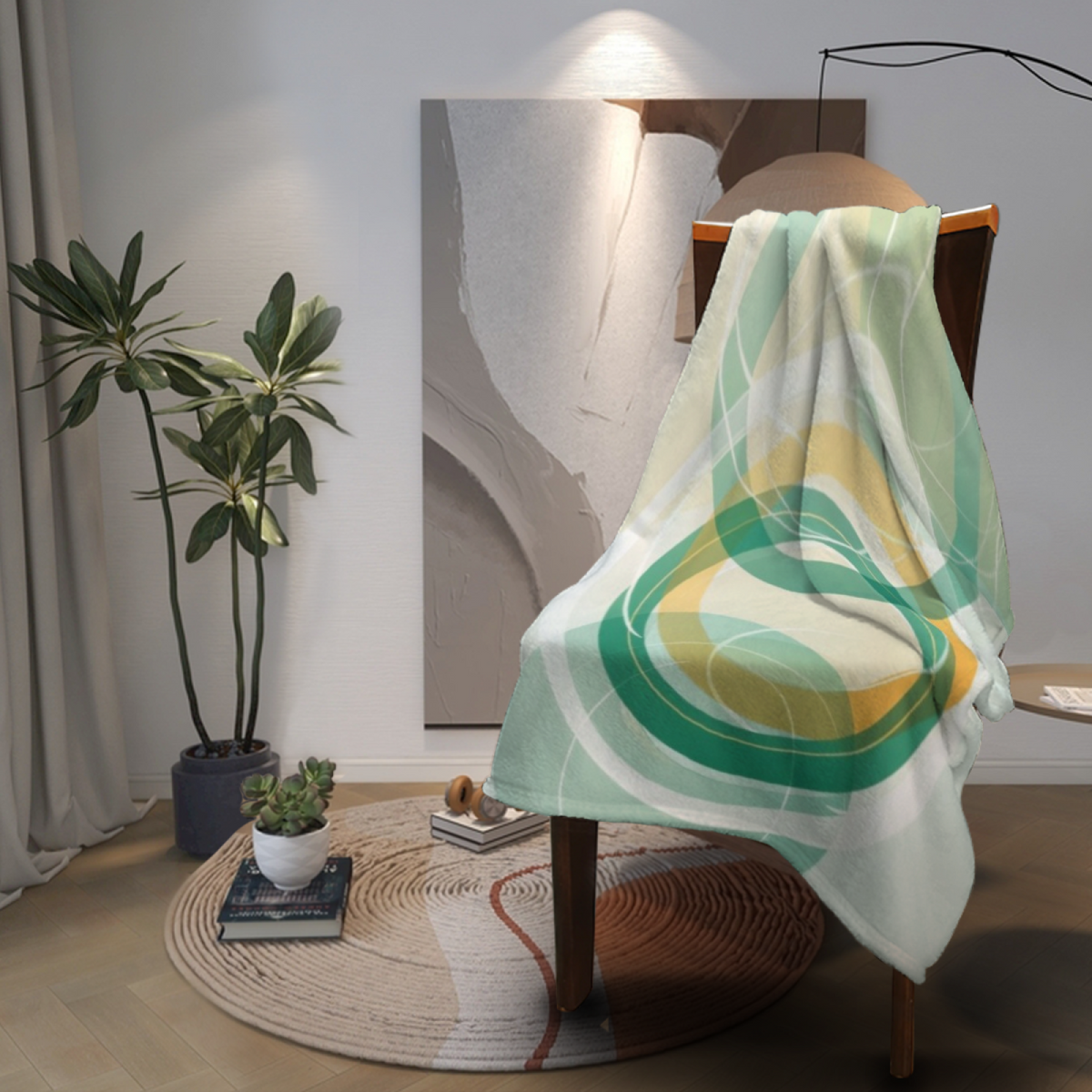 Moonlit Echo Soft Neutral Bohemian Lightweight Flannel Throw