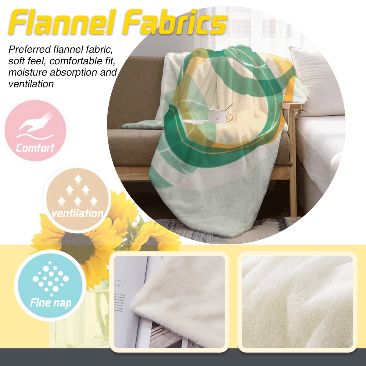 Moonlit Echo Soft Neutral Bohemian Lightweight Flannel Throw